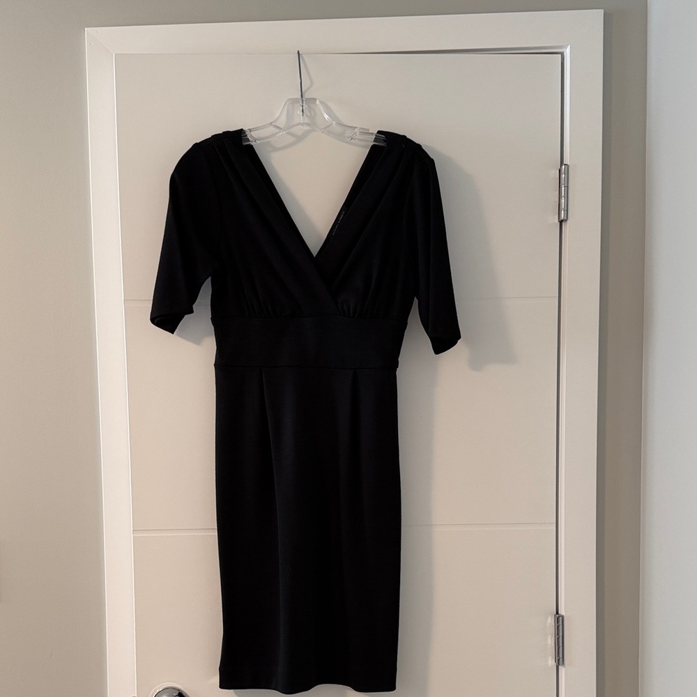 Banana Republic Black Wrap-Style Midi Dress